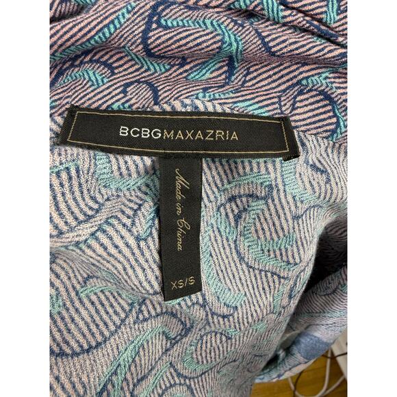 BCBGMaxazria Blue Print Boho Hi-Low Cutout Wing Sleeves Kimono Cardigan Size XS - Picture 7 of 9